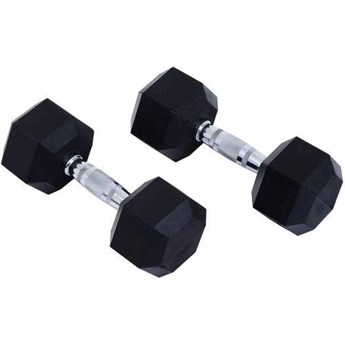 Hexagon Rubber Coated Pure Iron Fixed Weight Lifting Dumbbell Pair Of 10kg